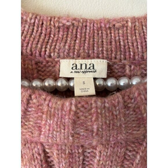 NWT ana A New Approach Size S Sweater Dusty Rose Soft Cable Knit - Picture 5 of 7